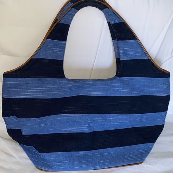 Navy & Blue Kate Spade Stripe Canvas Purse - Picture 3 of 6